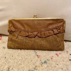 Kimchi Blue - Pleated Wallet Clutch - Brown/Gold